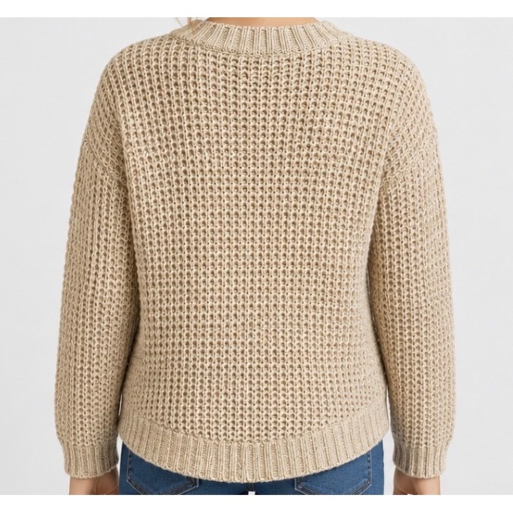 Pink Angel Girls Tan Beige Open Knit Crew Neck Sweater Size M 10/12 High Low Hem - Picture 2 of 6